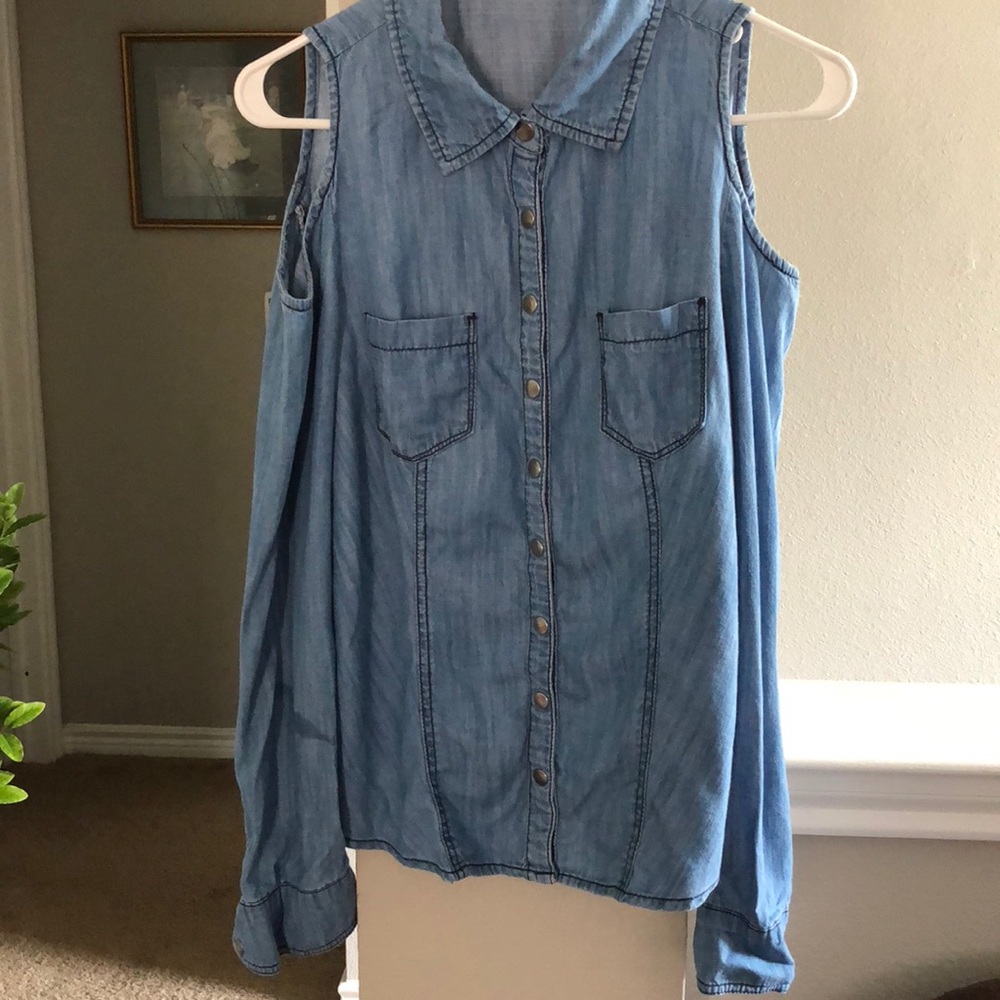 Peekaboo Shoulder Denim Shirt